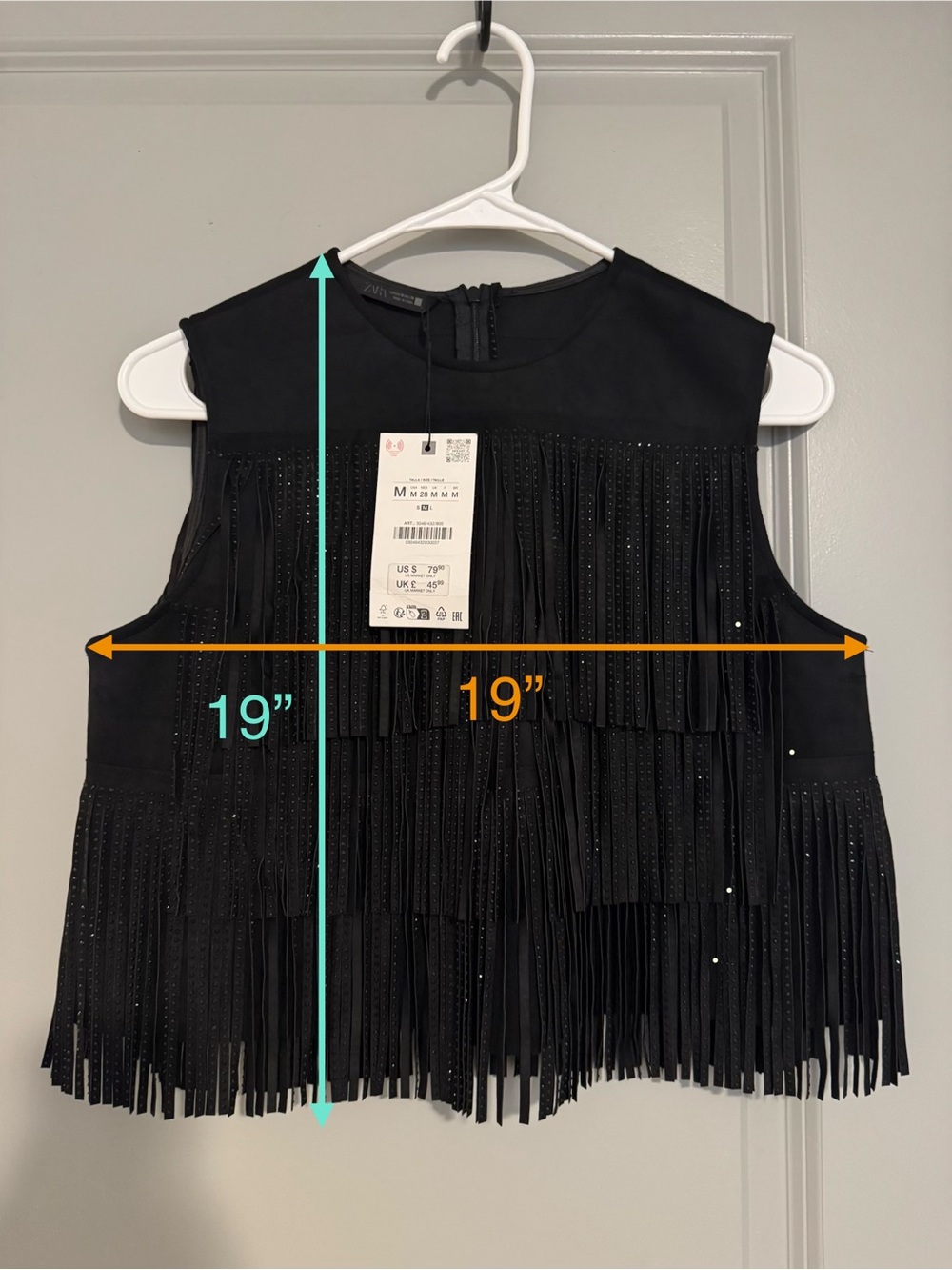 Zara Black faux suede fringe top - Picture 3 of 10